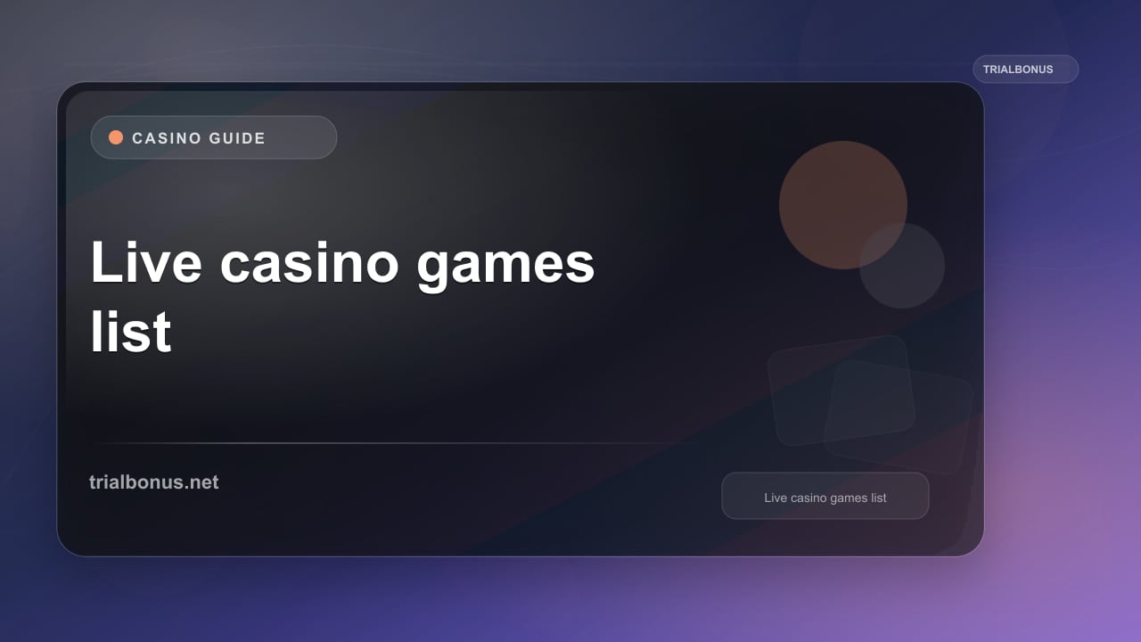 Live casino games list Guide review